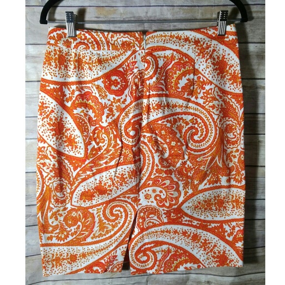 J. Crew The Pencil Skirt Orange Rust Paisley - Picture 2 of 8